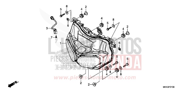 SCHEINWERFER von Africa Twin VICTORY RED (R334B) von 2018